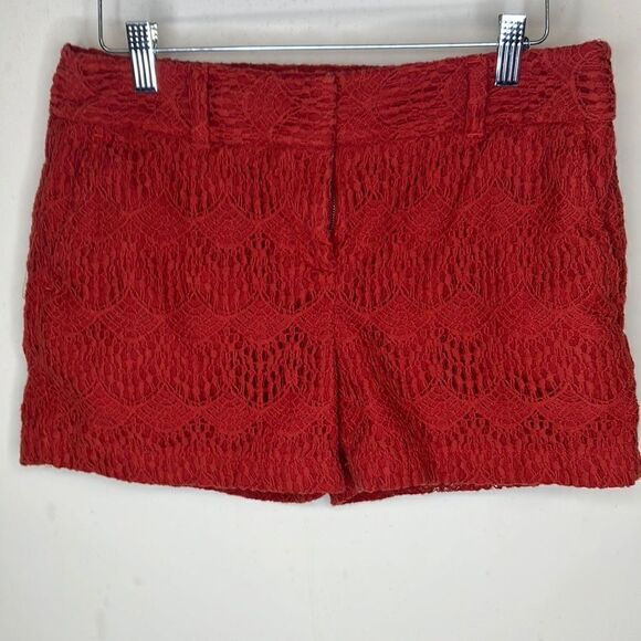 LOFT 4 Outlet Lace Overlay Dressy Shorts with Pockets Burnt Orange Short Shorts - Picture 1 of 12